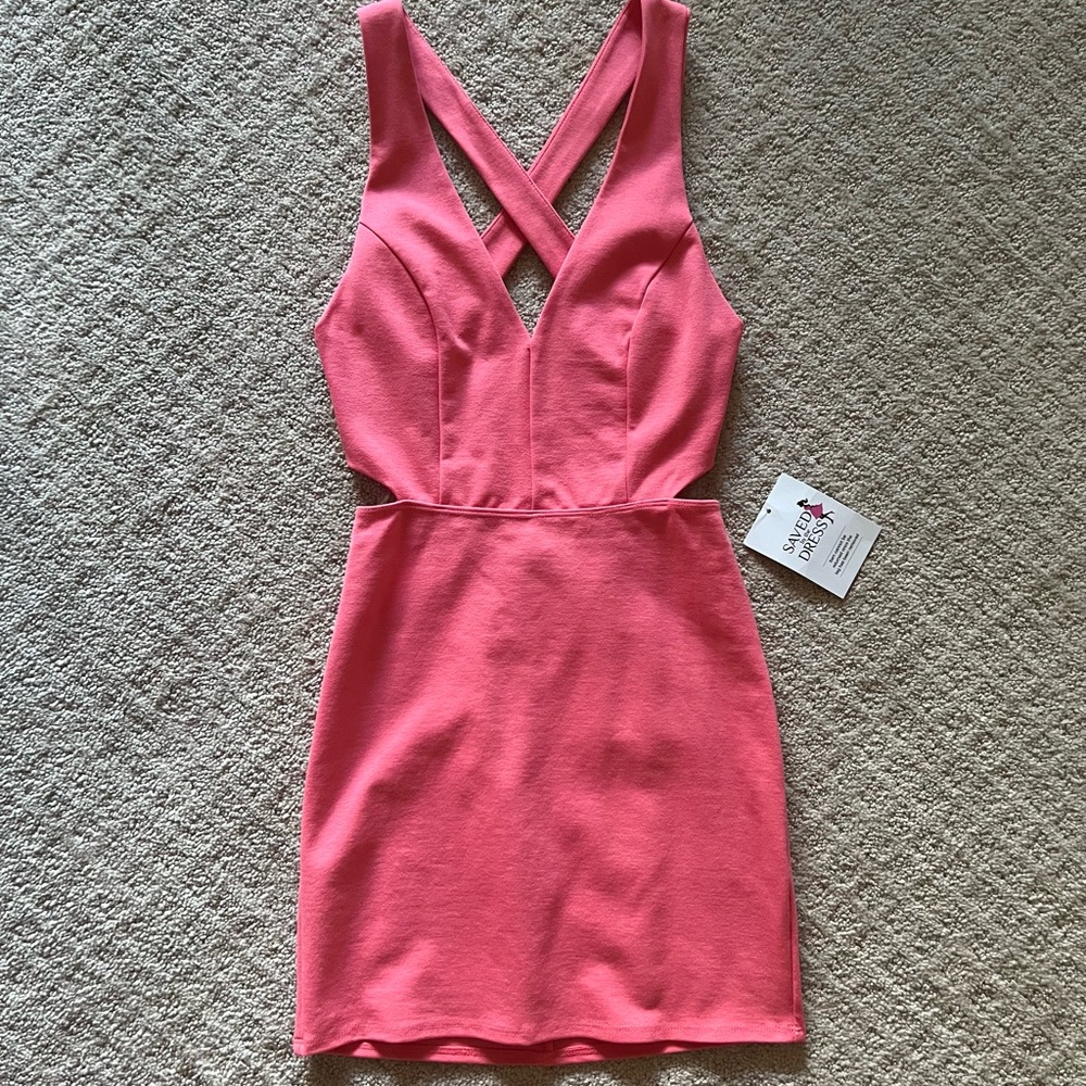 Saved by the dress pink cut out dress size small